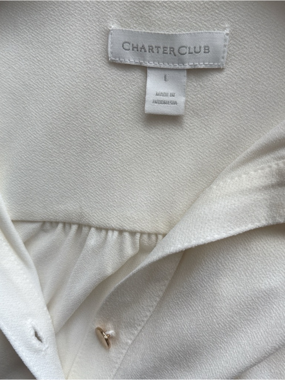 Charter Club Cream Button-Front Polo Tunic with Gold Buttons - Picture 5 of 6